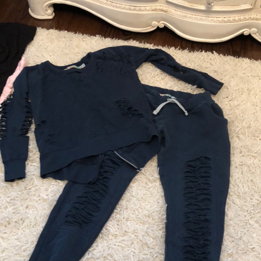 Distressed sweatsuit